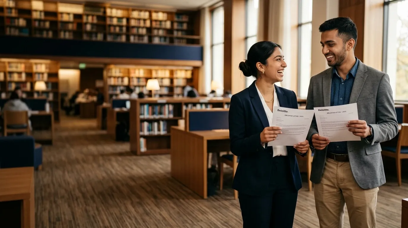 Two successful Kizen Commerce and ACCA students celebrating career milestones with offer letters
